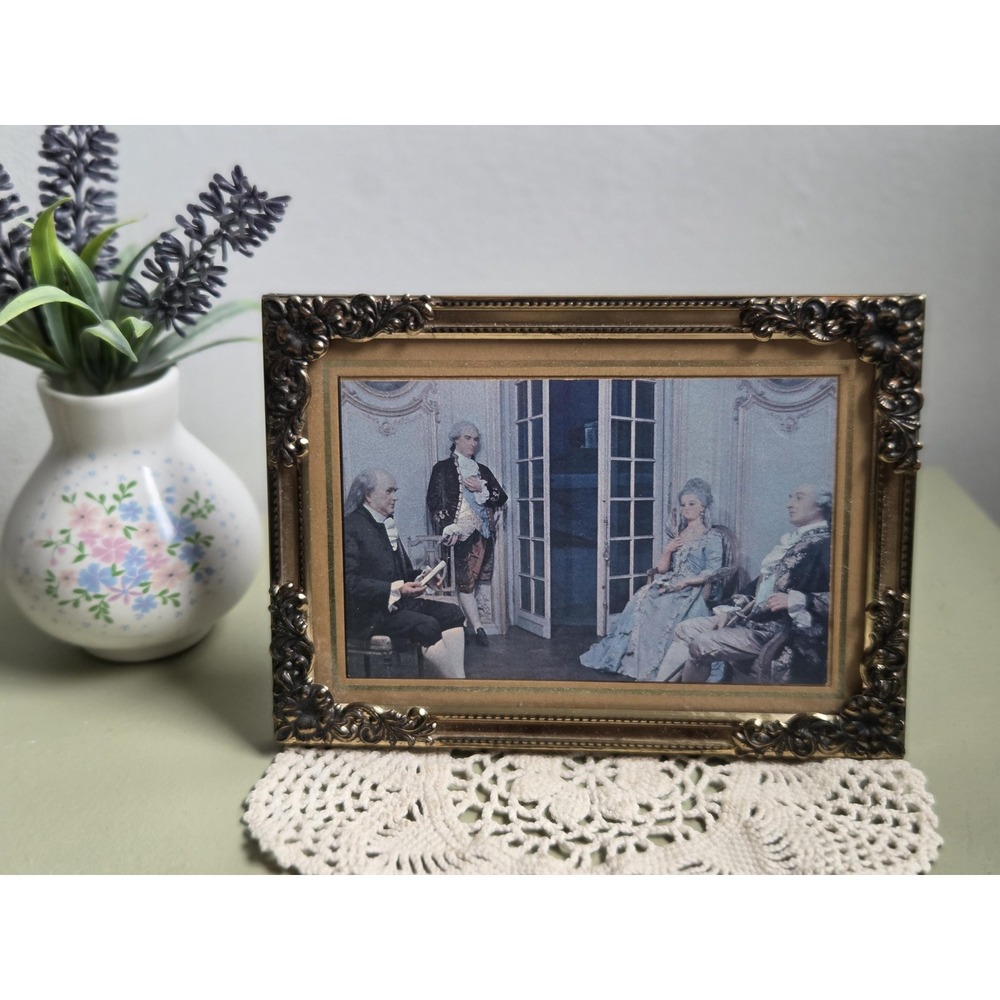 Vintage Ornate Rococo Picture Frame French Provincial Gold Tone 7"